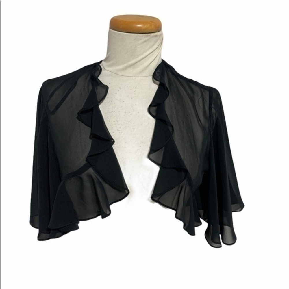 Chiffon black ruffled caplet‎ - Picture 2 of 8